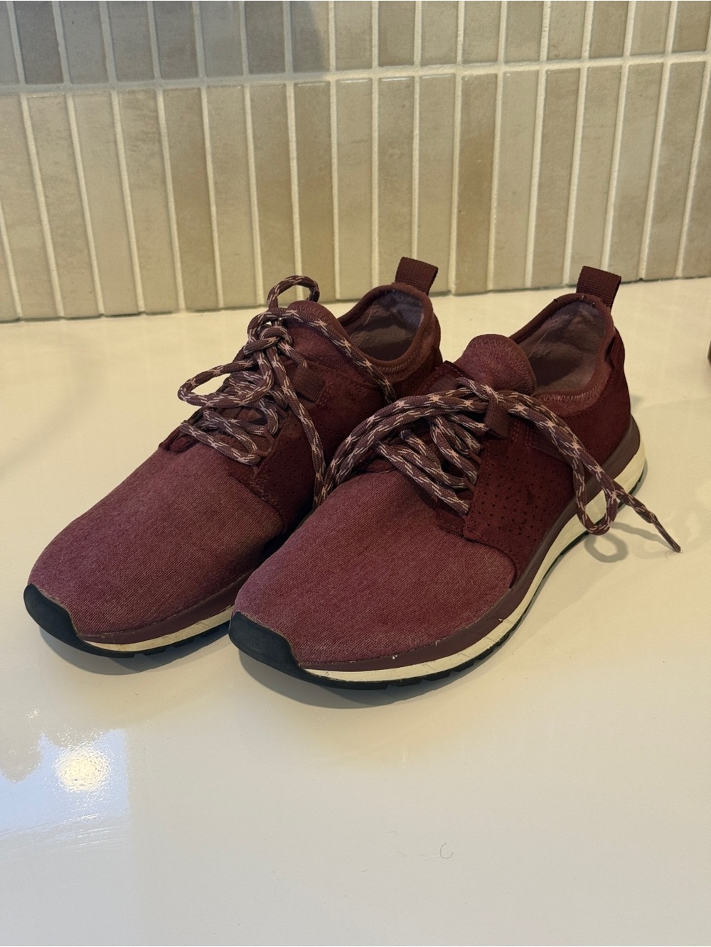 Roots Women's Athletic Lace-Up Sneakers in Burgundy